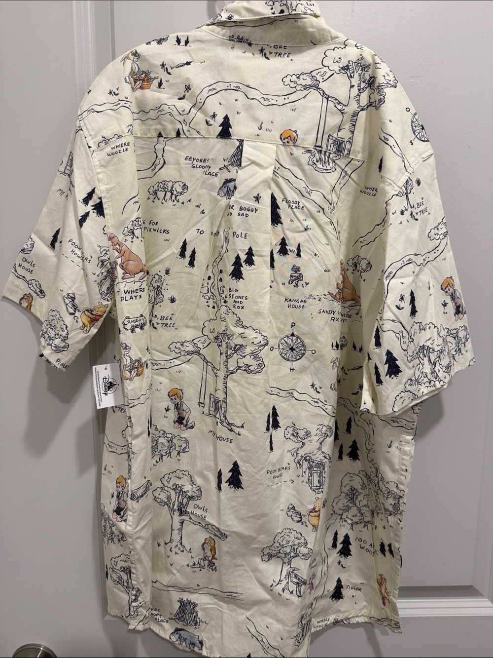 Disney Cream Illustrated Winnie the Pooh Short Sleeve Button-Up Shirt - Picture 3 of 4